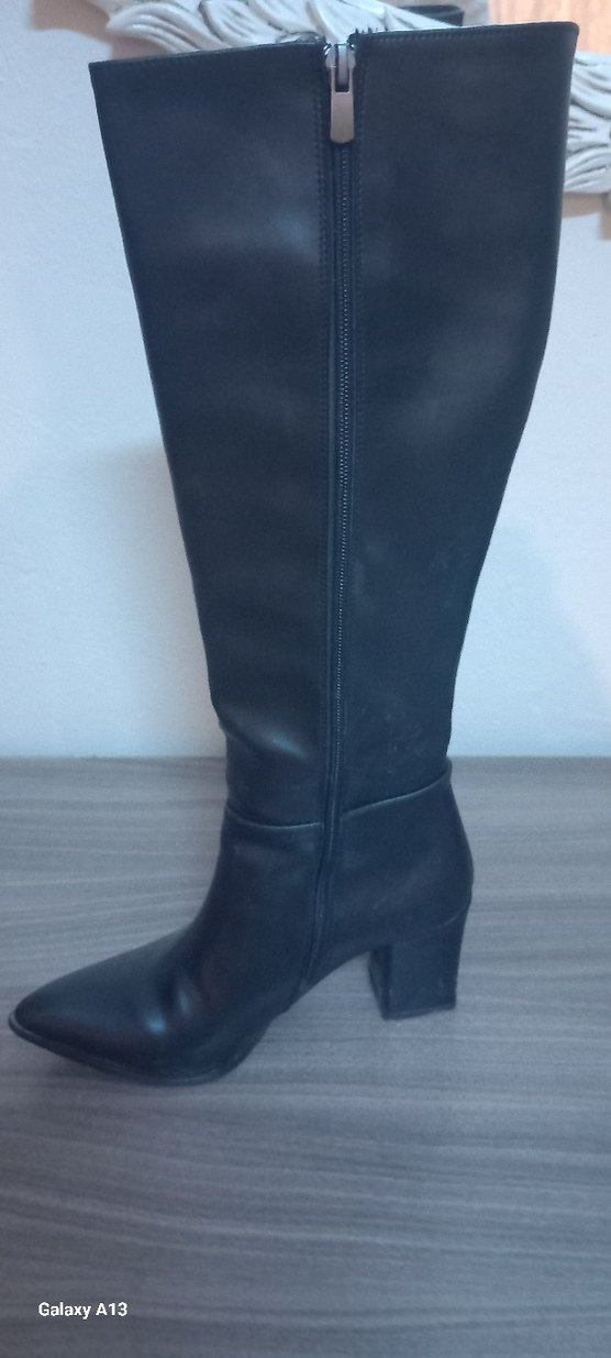 Limoya Siyah Kadın Dizüstü Topuklu Çizme - Görsel 2