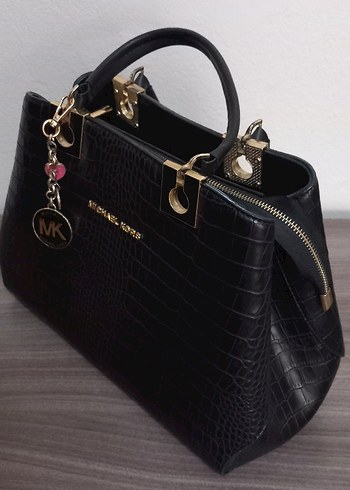 Michael Kors A kalite Siyah Deri Yılan Desenli Çanta - Görsel 2