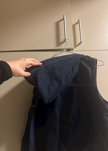 Lacivert Kadın Denim Kolsuz Üst - Görsel 4