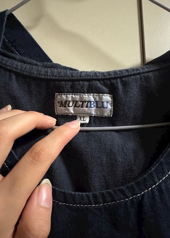 Lacivert Kadın Denim Kolsuz Üst - Görsel 5