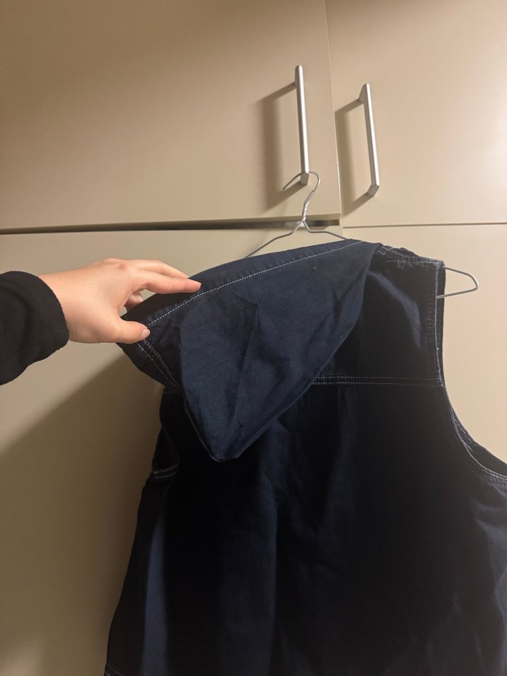 Lacivert Kadın Denim Kolsuz Üst - Görsel 4