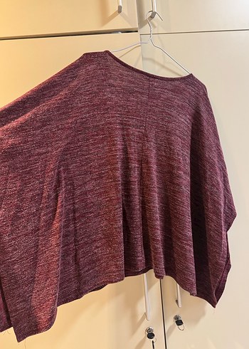 Bordo V Yaka Salaş Bohem Kadın Panço - Görsel 5