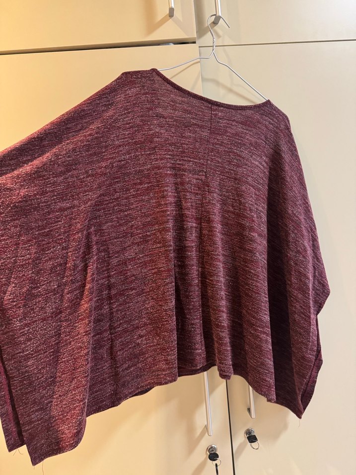 Bordo V Yaka Salaş Bohem Kadın Panço - Görsel 5