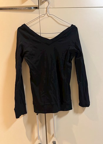 Siyah V Yaka Uzun Kollu Kadın Bluz - Görsel 2