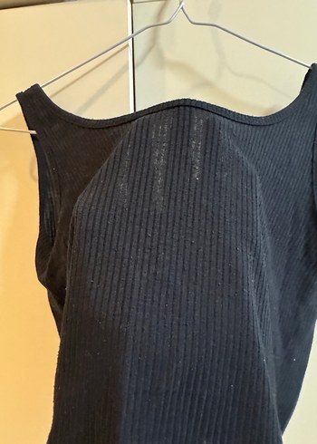 Siyah Kolsuz Keten Crop Top - Görsel 2