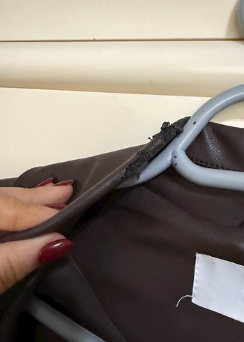 Bershka Kahverengi Deri Biker Ceket - Görsel 9