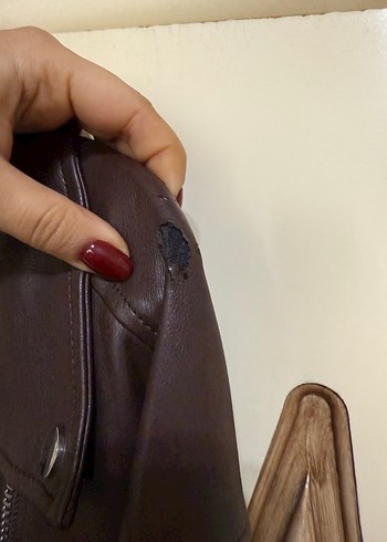 Bershka Kahverengi Deri Biker Ceket - Görsel 6