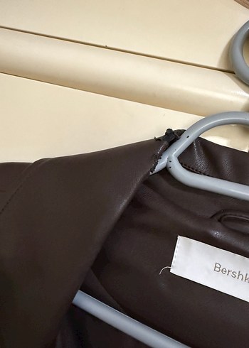 Bershka Kahverengi Deri Biker Ceket - Görsel 8