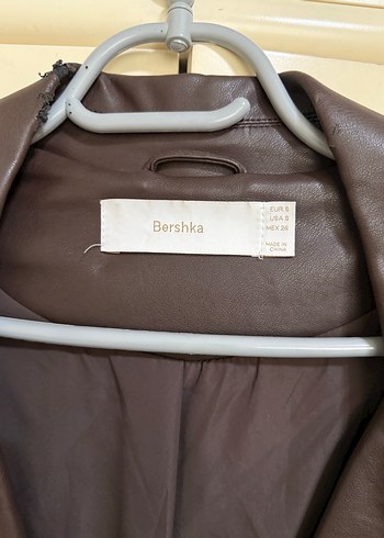 Bershka Kahverengi Deri Biker Ceket - Görsel 3