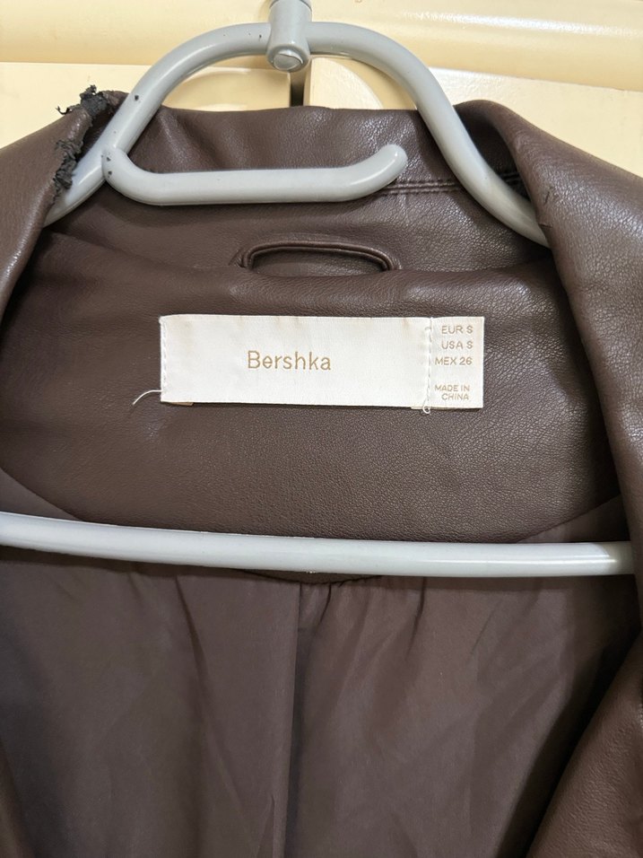 Bershka Kahverengi Deri Biker Ceket - Görsel 4