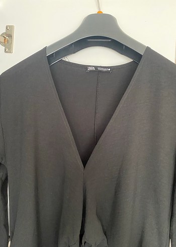 Zara Siyah Uzun Kollu Elbise Midi boy - Görsel 3