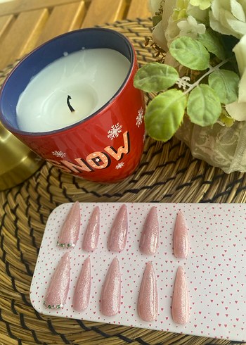 Pembe Işıltılı Jel  Takmak Tırnak - Görsel 3