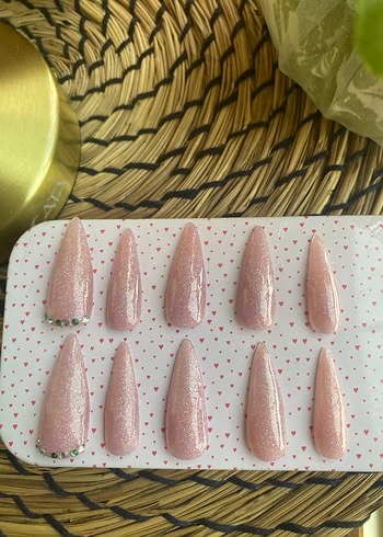 Pembe Işıltılı Jel  Takmak Tırnak - Görsel 2