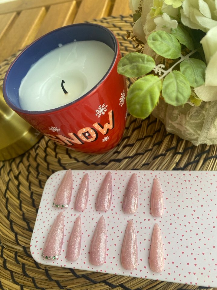 Pembe Işıltılı Jel  Takmak Tırnak - Görsel 3