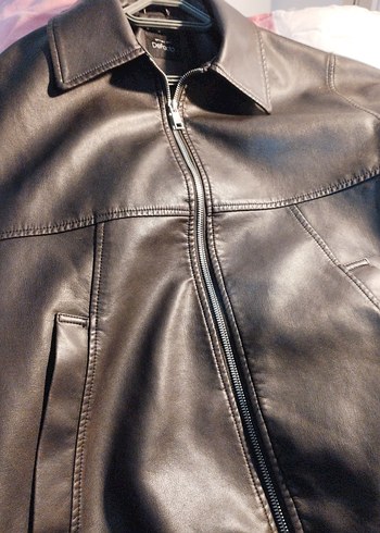 Kahverengi Parlak Deri Kadın Biker Ceket - Görsel 2