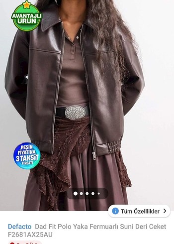 Kahverengi Parlak Deri Kadın Biker Ceket - Görsel 5