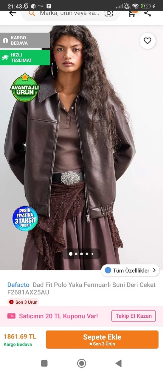 Kahverengi Parlak Deri Kadın Biker Ceket - Görsel 5