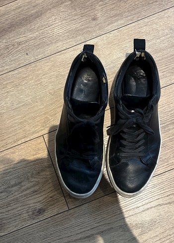 Siyah Deri Bağcıklı Erkek Sneaker - Görsel 2