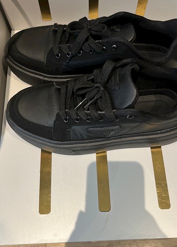 Siyah Bağcıklı Stiletto Topuklu Kadın Spor Ayakkabı - Görsel 2