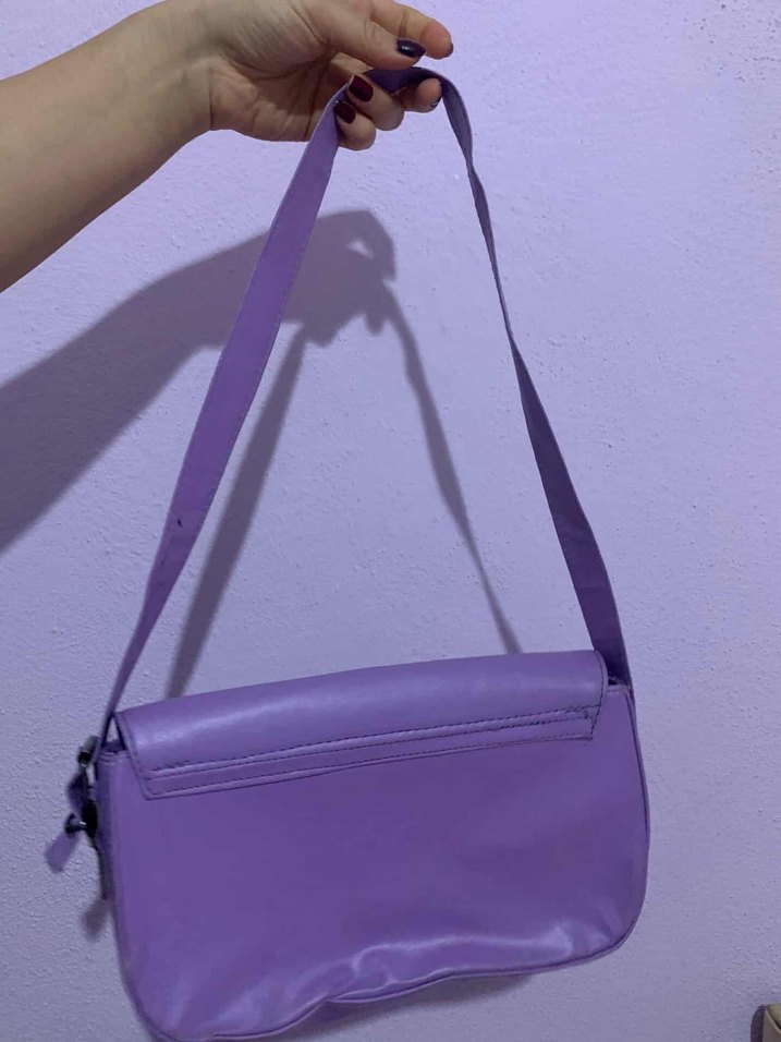 Pastel Mor Deri Kadın Çantası - Görsel 2