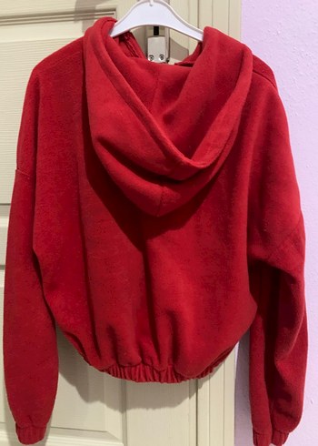 Kırmızı Fermuarlı Kadın Sweatshirt - Görsel 2