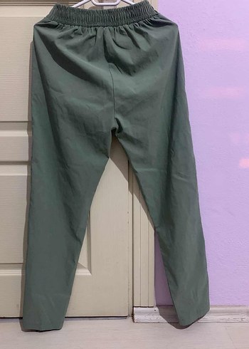 Kadın Regular Fit Midi Yeşil Kumaş Pantolon - Görsel 2