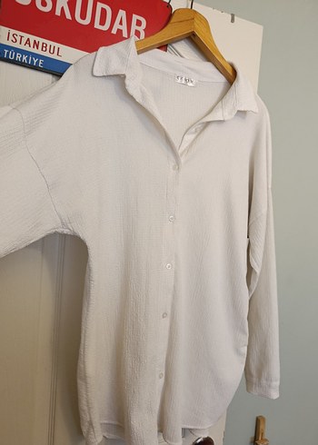 Kadın Beyaz Uzun Tunik Gömlek - Görsel 2
