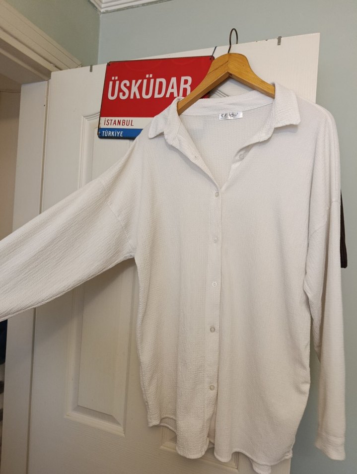 Kadın Beyaz Uzun Tunik Gömlek - Görsel 3