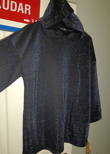 Kadın Siyah Simli Triko Sweatshirt - Görsel 3