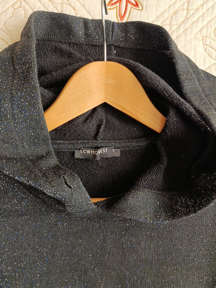 Kadın Siyah Simli Triko Sweatshirt - Görsel 2