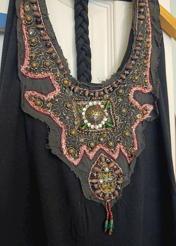 Siyah Bohem Tunik/Elbise Boncuk işlemeli. - Görsel 2