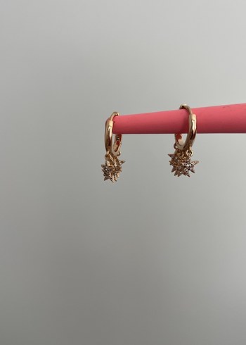 altın renkli yıldızlı küpe - Görsel 5