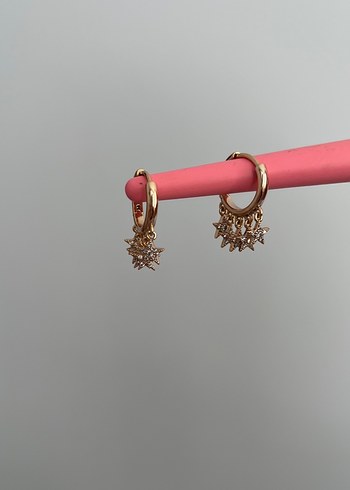 altın renkli yıldızlı küpe - Görsel 3