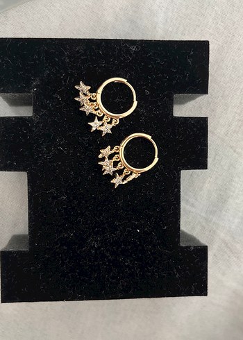 altın renkli yıldızlı küpe - Görsel 2