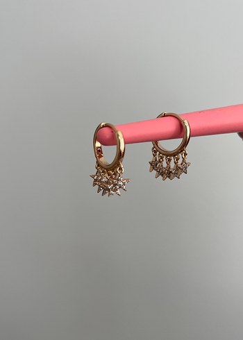 altın renkli yıldızlı küpe - Görsel 4