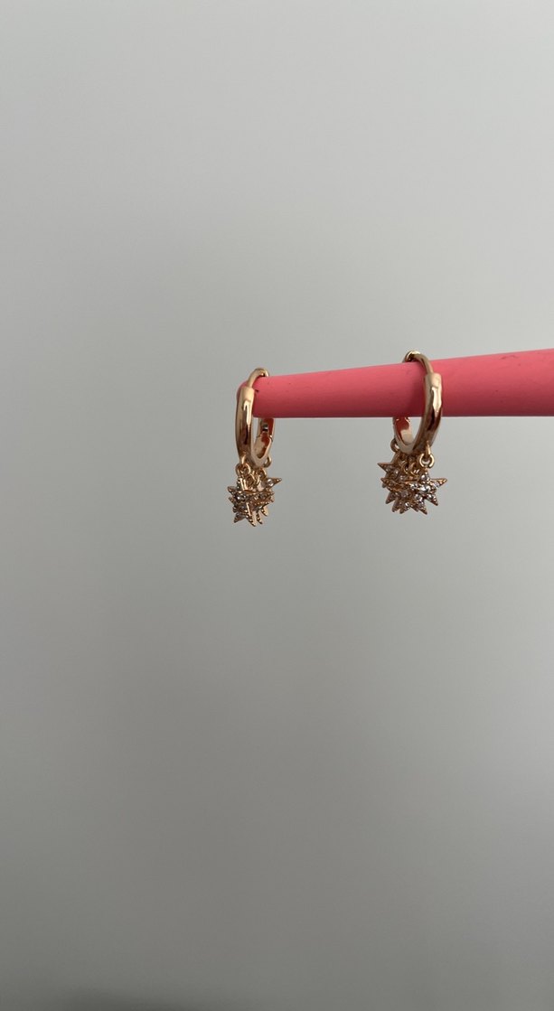 altın renkli yıldızlı küpe - Görsel 5