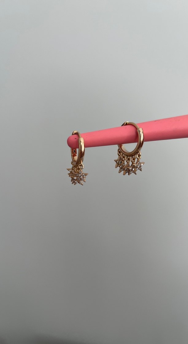 altın renkli yıldızlı küpe - Görsel 3