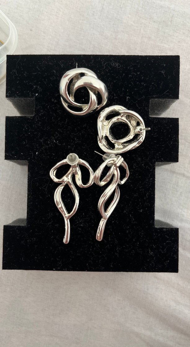 İkili gümüş Renk Mini Küpe Seti - Görsel 4