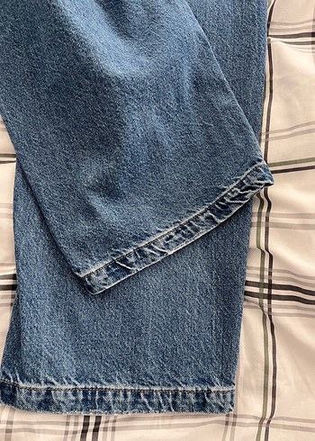 Düğmeli Mavi Kadın Denim Pantolon - Görsel 5