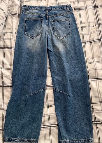 Düğmeli Mavi Kadın Denim Pantolon - Görsel 3