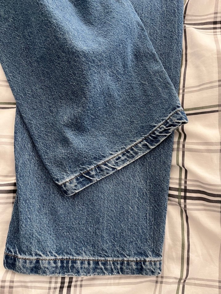 Düğmeli  Mavi Kadın Denim Pantolon - Görsel 5
