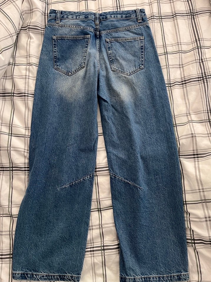 Düğmeli  Mavi Kadın Denim Pantolon - Görsel 3