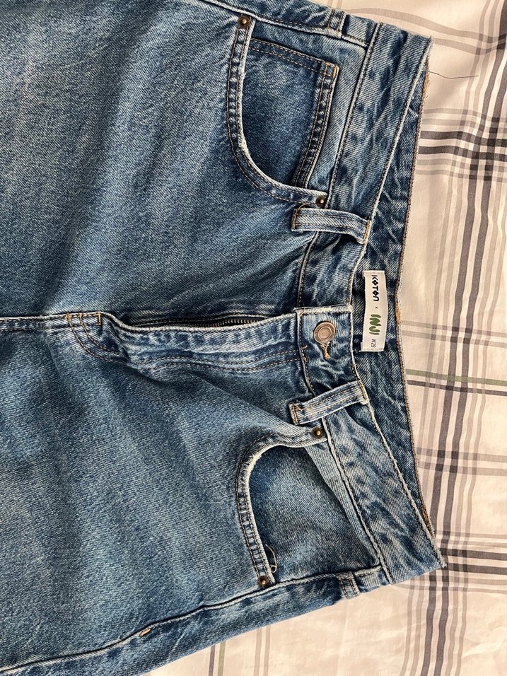 Düğmeli  Mavi Kadın Denim Pantolon - Görsel 2