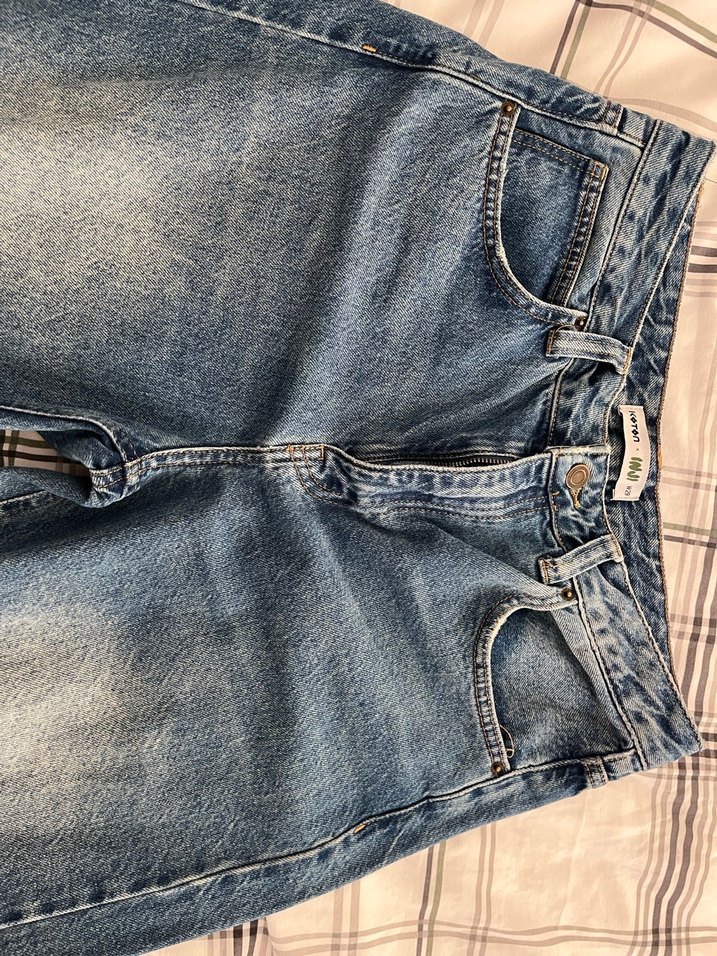 Düğmeli  Mavi Kadın Denim Pantolon - Görsel 4