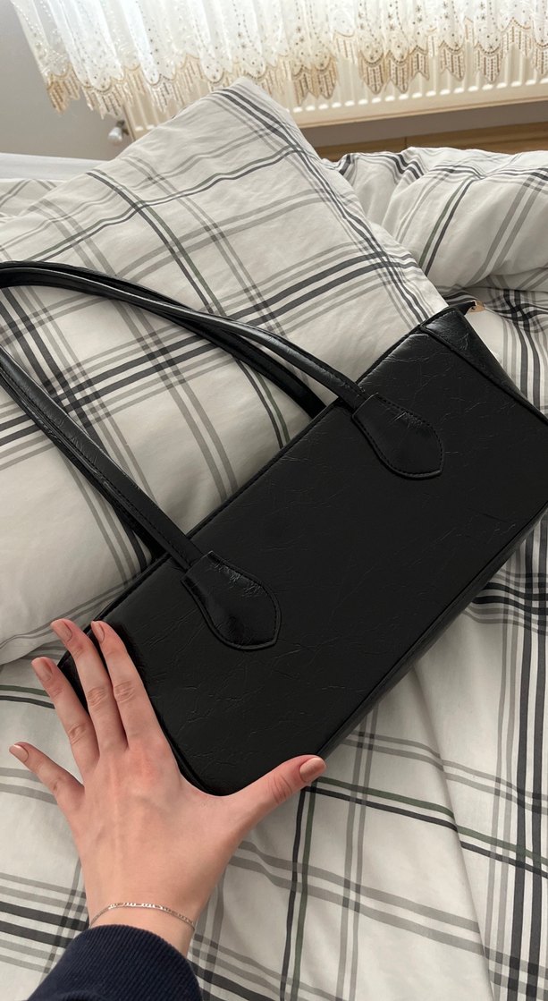 Klasik Siyah Deri Kadın Çanta - Görsel 5
