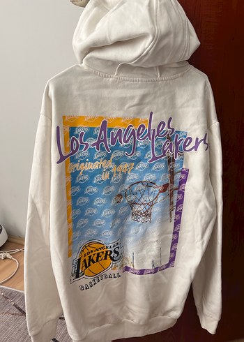 NBA Beyaz Kapüşonlu Uzun Kollu unisex Sweatshirt - Görsel 2