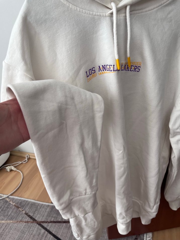 NBA Beyaz Kapüşonlu Uzun Kollu unisex Sweatshirt - Görsel 3