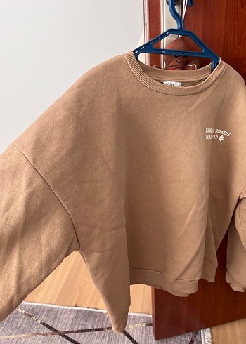 Kadın Kahverengi Süet Sweatshirt - Görsel 2