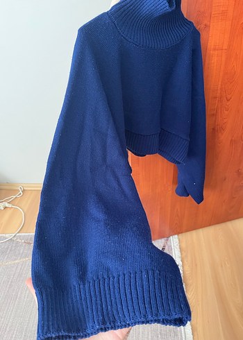 Kadın Lacivert Boğazlı Triko Kazak - Görsel 3