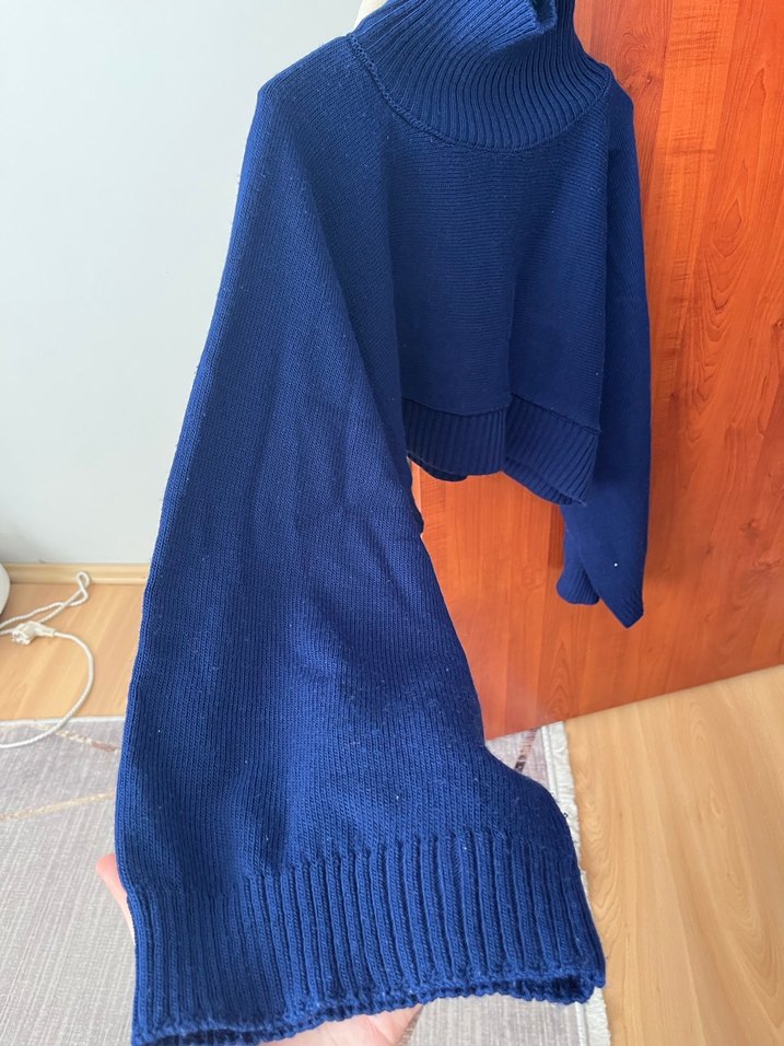 Kadın Lacivert Boğazlı Triko Kazak - Görsel 3